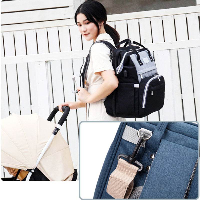 Multifunctional Maternity Diaper Backpack Upgraded With Removable Mosquito Net Large Capacity Foldable Infants Baby Crib Waterproof Nappy Mother Bag For Travel - Mubimart