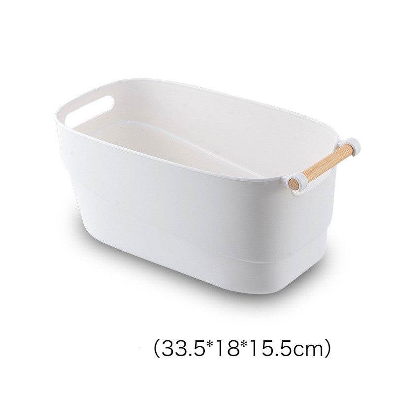 Multifunctional White Storage Basket Plastic ToyStorageBasket - Mubimart