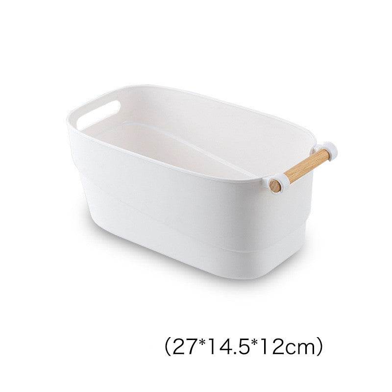 Multifunctional White Storage Basket Plastic ToyStorageBasket - Mubimart