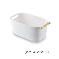 Multifunctional White Storage Basket Plastic ToyStorageBasket - Mubimart - Plastic basket 