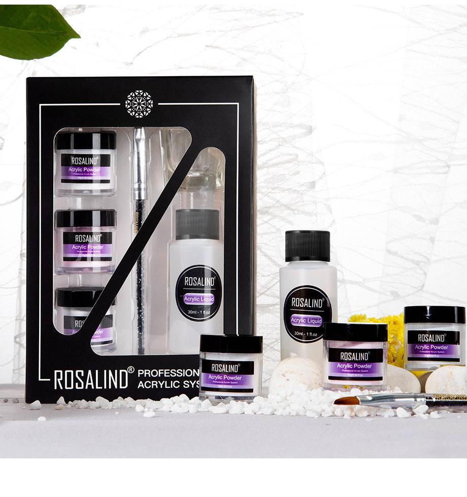 Nail Powder Acrylic System Kit Professional Nail Art Tool Set Contain Glass Cup Acrylic Liquid Extention Carving Manicure - Mubimart