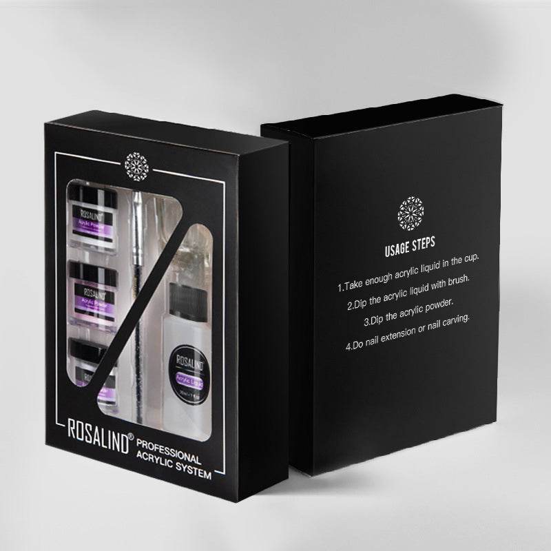 Nail Powder Acrylic System Kit Professional Nail Art Tool Set Contain Glass Cup Acrylic Liquid Extention Carving Manicure - Mubimart