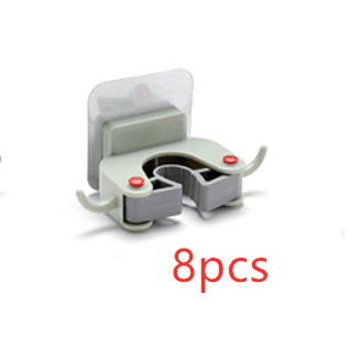 Nail-free multi-function traceless mop holder receives mop hook bathroom wall hanging broom holder mop clip - Mubimart