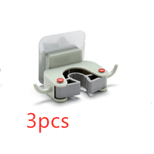 Nail-free multi-function traceless mop holder receives mop hook bathroom wall hanging broom holder mop clip - Mubimart