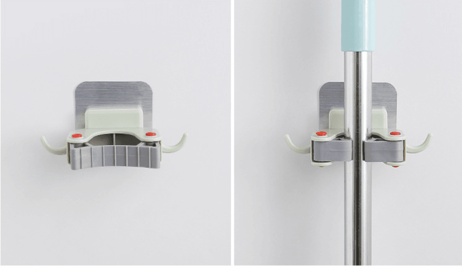 Nail-free multi-function traceless mop holder receives mop hook bathroom wall hanging broom holder mop clip - Mubimart