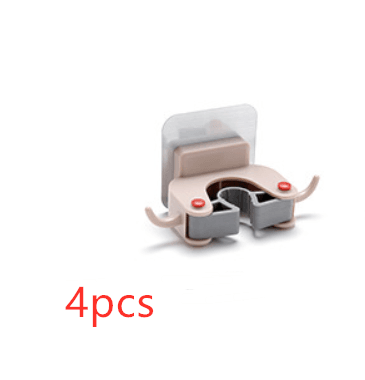 Nail-free multi-function traceless mop holder receives mop hook bathroom wall hanging broom holder mop clip - Mubimart