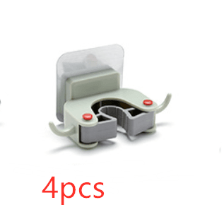 Nail-free multi-function traceless mop holder receives mop hook bathroom wall hanging broom holder mop clip - Mubimart