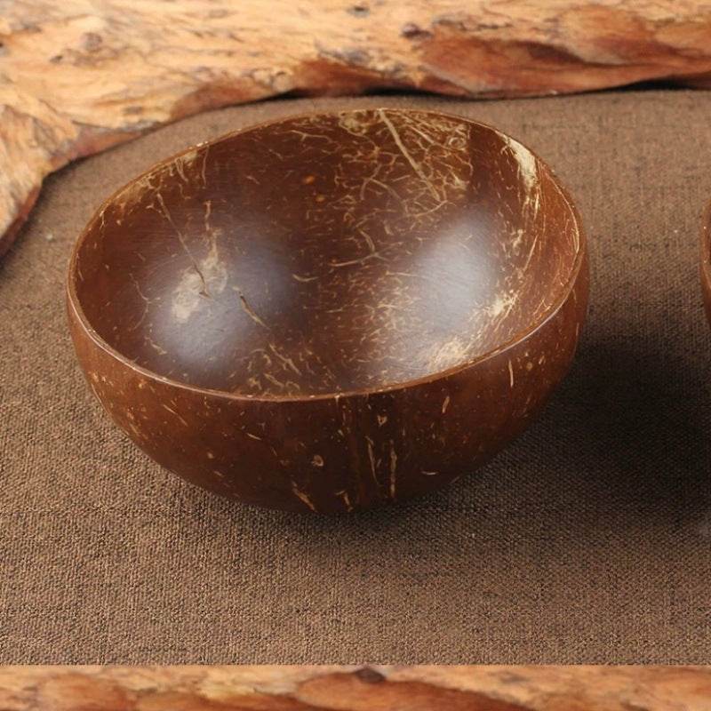 Natural Coconut Bowl Spoon set Fruit Salad Noodle Rice Bowl Wooden Creative Coconut Shell bowl Tableware Restaurant Kitchen - Mubimart