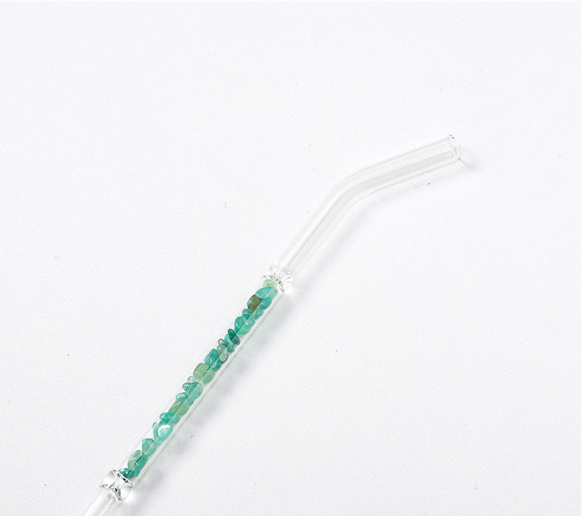 Natural Crystal Gravel Glass Straws - Mubimart -  