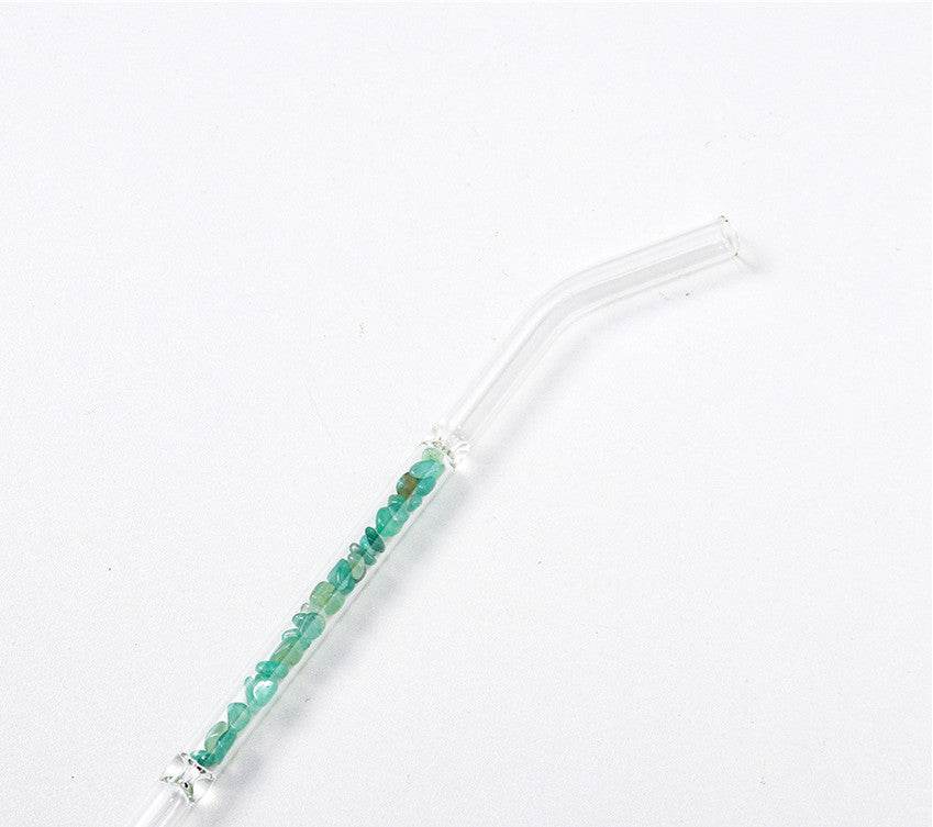 Natural Crystal Gravel Glass Straws - Mubimart