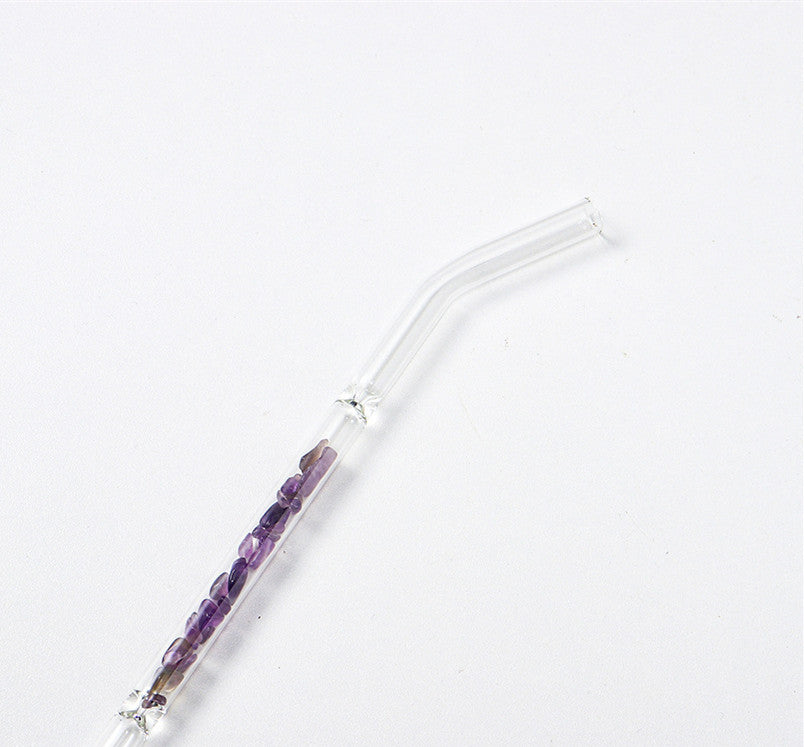 Natural Crystal Gravel Glass Straws - Mubimart -  