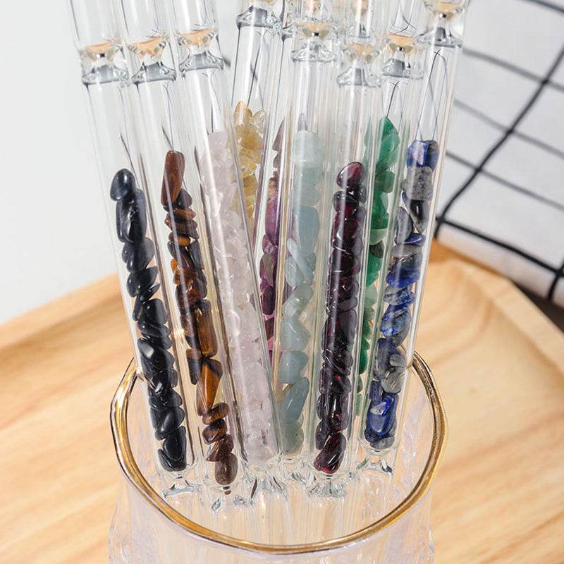 Natural Crystal Gravel Glass Straws - Mubimart