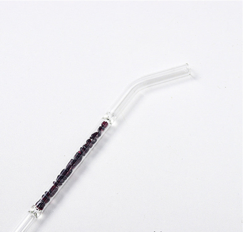 Natural Crystal Gravel Glass Straws - Mubimart -  