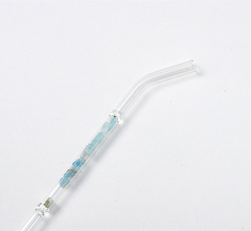 Natural Crystal Gravel Glass Straws - Mubimart -  