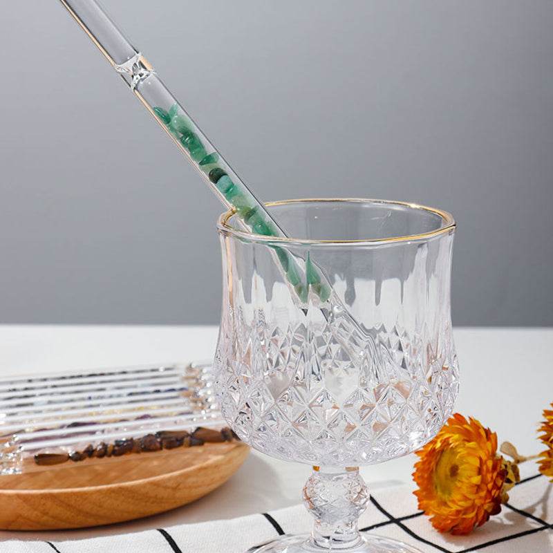 Natural Crystal Gravel Glass Straws - Mubimart