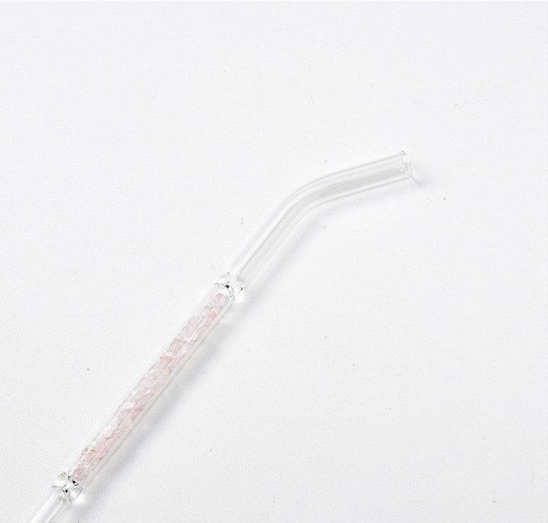 Natural Crystal Gravel Glass Straws - Mubimart -  