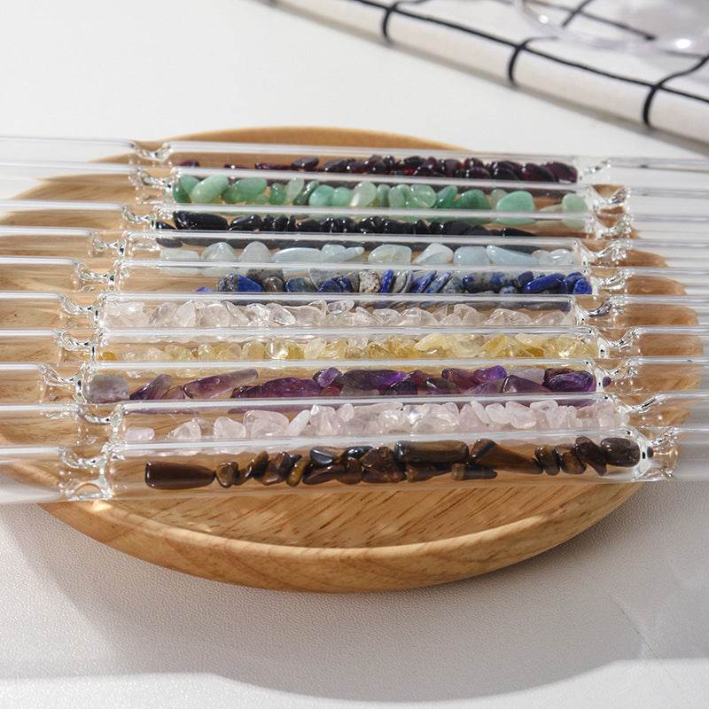 Natural Crystal Gravel Glass Straws - Mubimart