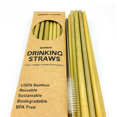 Natural Environmental Protection Bamboo Straws 12 Pcs 1 Brush - Mubimart -  