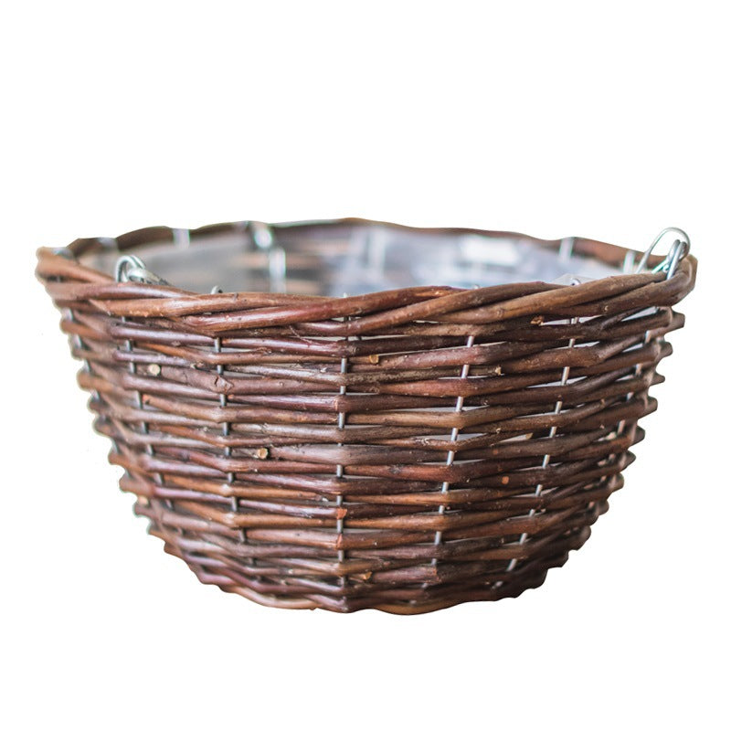 Natural wicker hanging basket flower pot - Mubimart -  