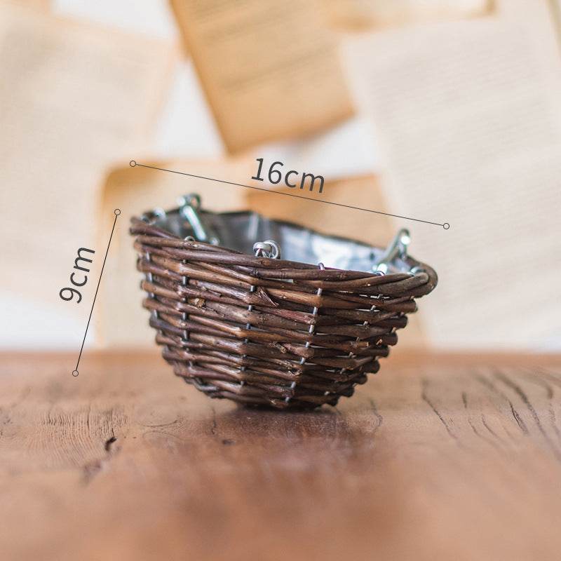 Natural wicker hanging basket flower pot - Mubimart