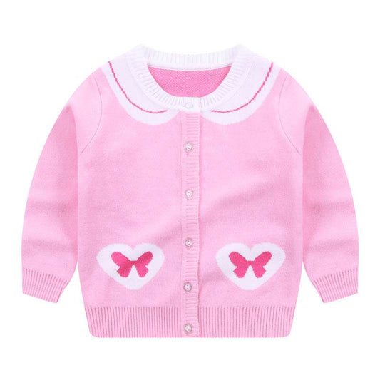 Navy Collar Kids Sweater Jacket - Mubimart