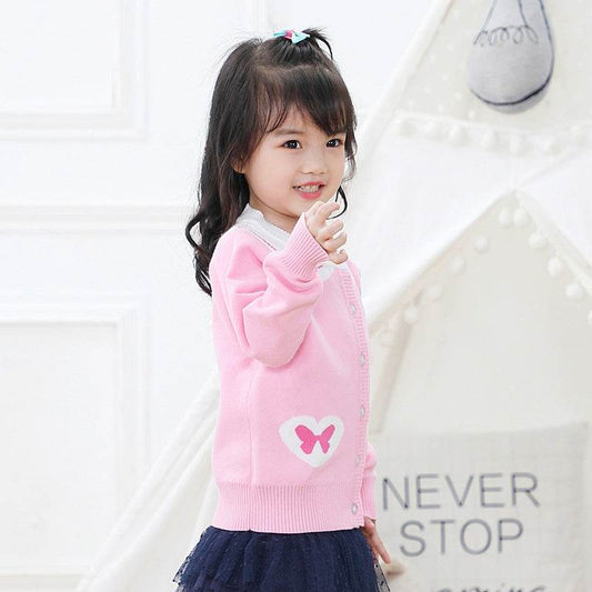 Navy Collar Kids Sweater Jacket - Mubimart