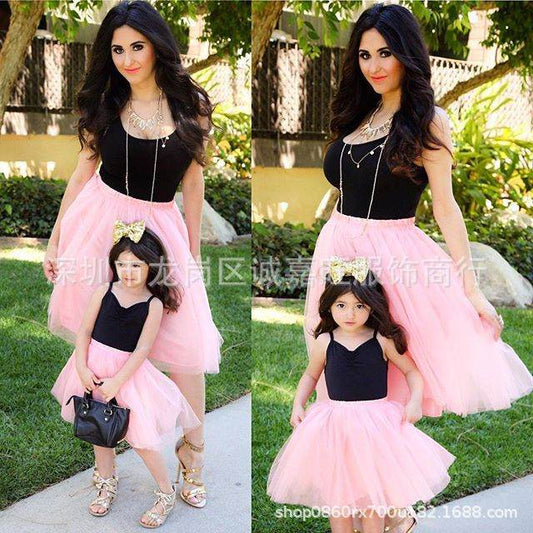 Net Gauze Tutu Skirt Parent Child Outfit - Mubimart