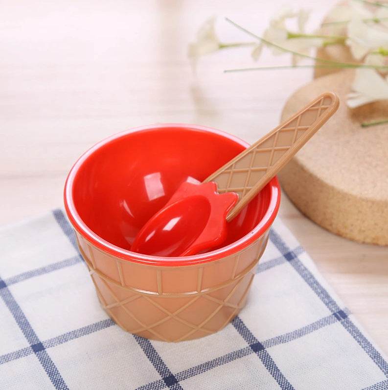 New 1 Set Kids Ice Cream Bowl Spoon Set - Mubimart