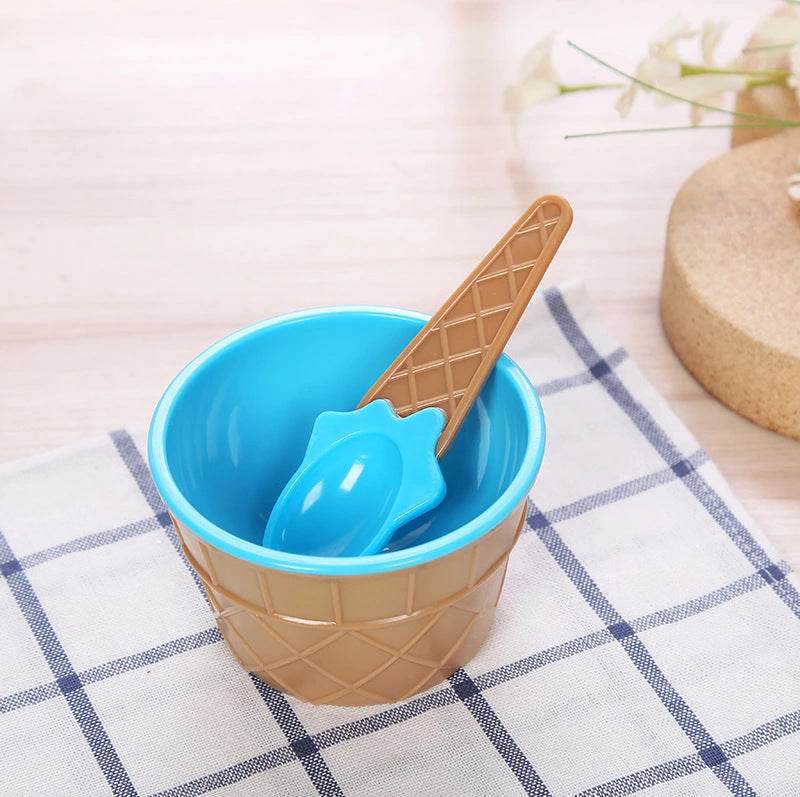 New 1 Set Kids Ice Cream Bowl Spoon Set - Mubimart