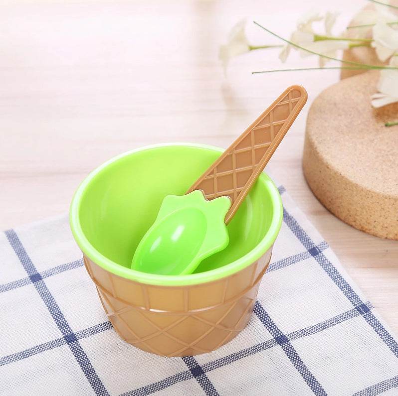 New 1 Set Kids Ice Cream Bowl Spoon Set - Mubimart