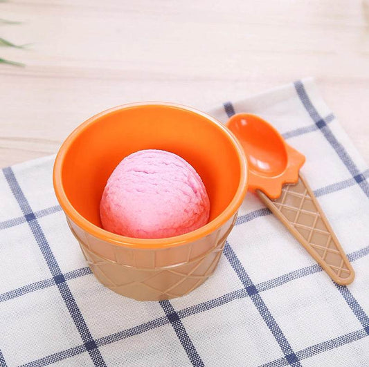 New 1 Set Kids Ice Cream Bowl Spoon Set - Mubimart