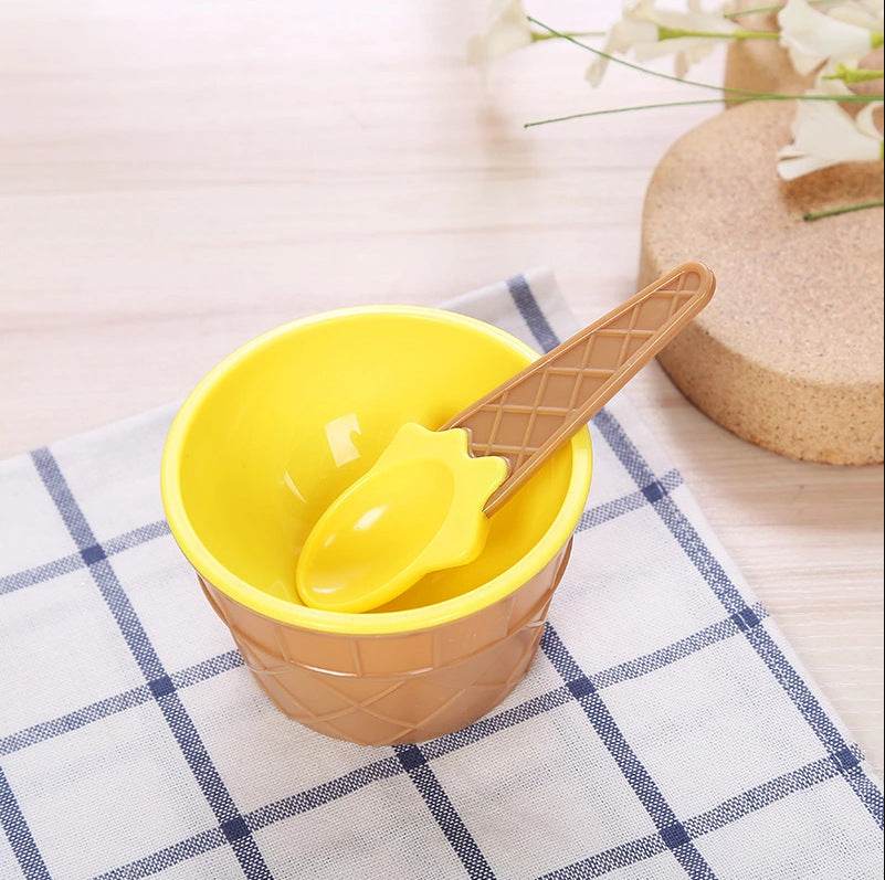 New 1 Set Kids Ice Cream Bowl Spoon Set - Mubimart