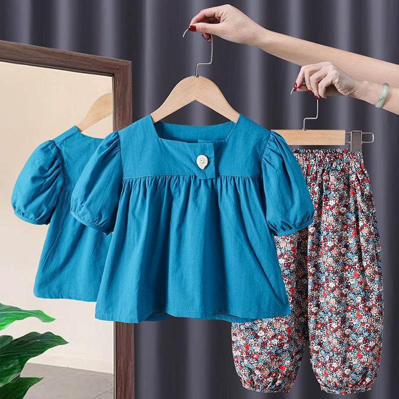 New Baby Girl Summer Short Sleeve Two Piece Suit - Mubimart