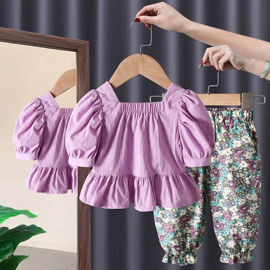 New Baby Girl Summer Short Sleeve Two Piece Suit - Mubimart