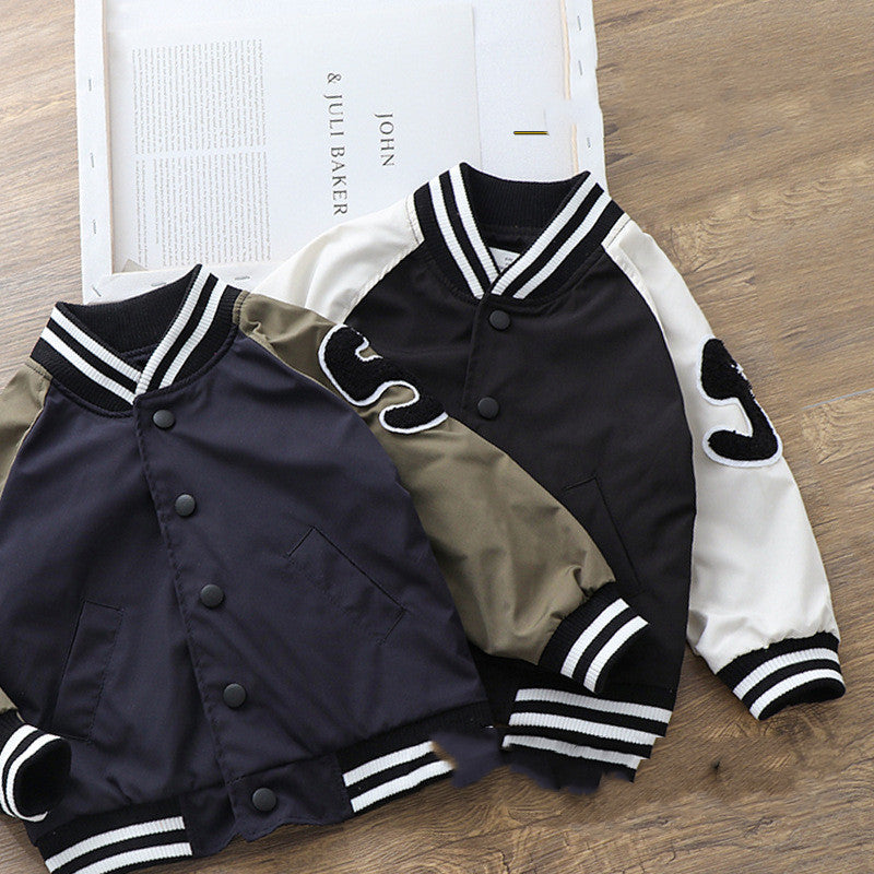 New Boys Handsome Baseball Uniform Coat Stand Collar Jacket - Mubimart - Boy Sweatshirts 