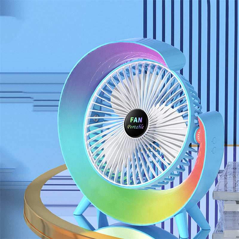 New Bright Night Light Charging Fan Desktop Silent Mini Electric Fan Portable Fan USB - Mubimart -  