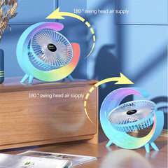 New Bright Night Light Charging Fan Desktop Silent Mini Electric Fan Portable Fan USB - Mubimart -  