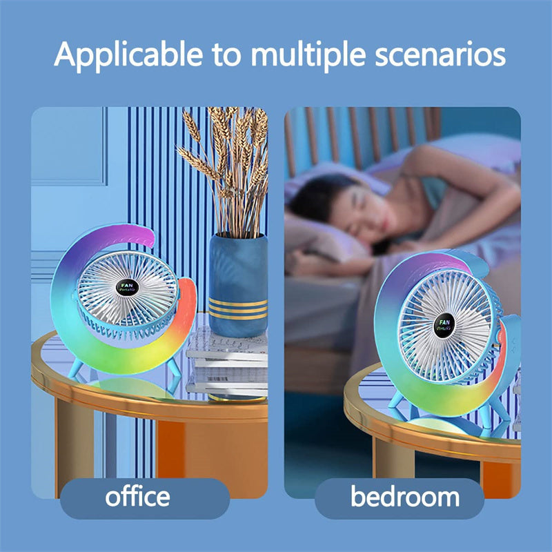 New Bright Night Light Charging Fan Desktop Silent Mini Electric Fan Portable Fan USB - Mubimart -  