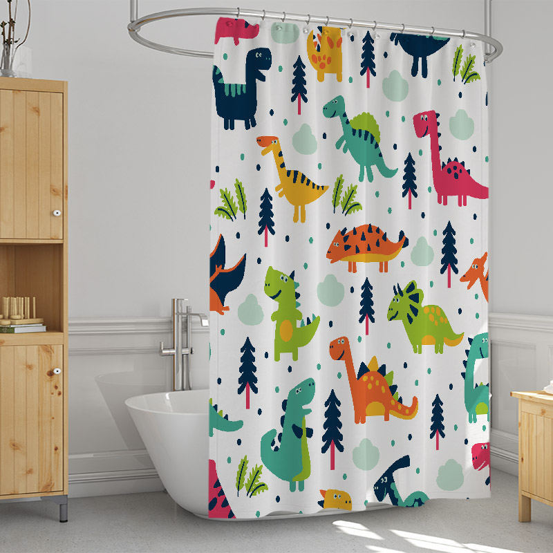 New Cartoon Dinosaur Shower Curtain Sanitary Partition Curtain Bath Shower Curtain - Mubimart -  