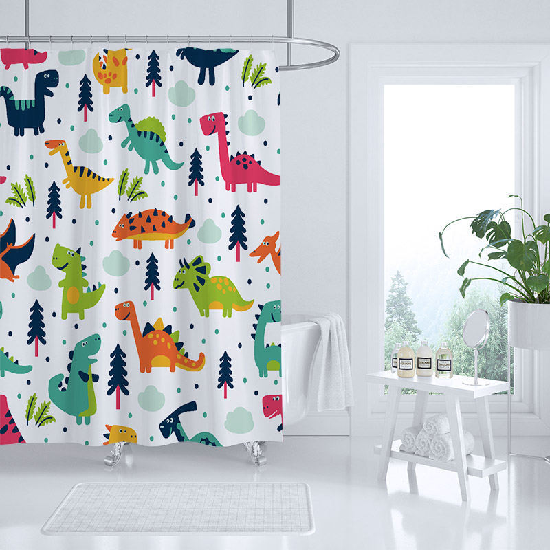 New Cartoon Dinosaur Shower Curtain Sanitary Partition Curtain Bath Shower Curtain - Mubimart -  