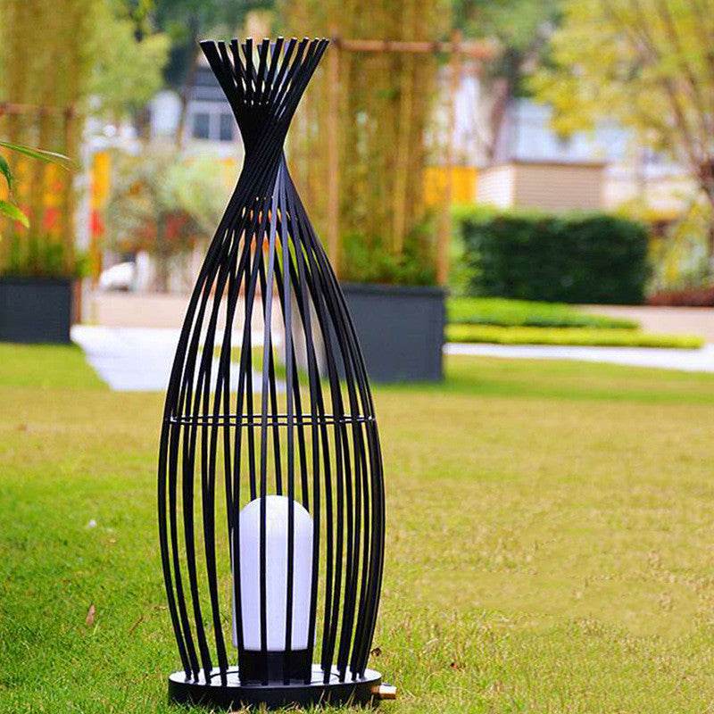 New Chinese Style Bird Cage Garden Villa Floor Lamp Outdoor - Mubimart