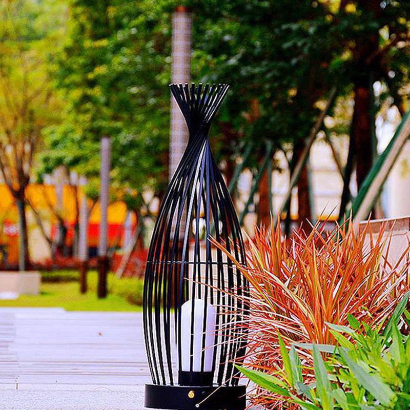 New Chinese Style Bird Cage Garden Villa Floor Lamp Outdoor - Mubimart
