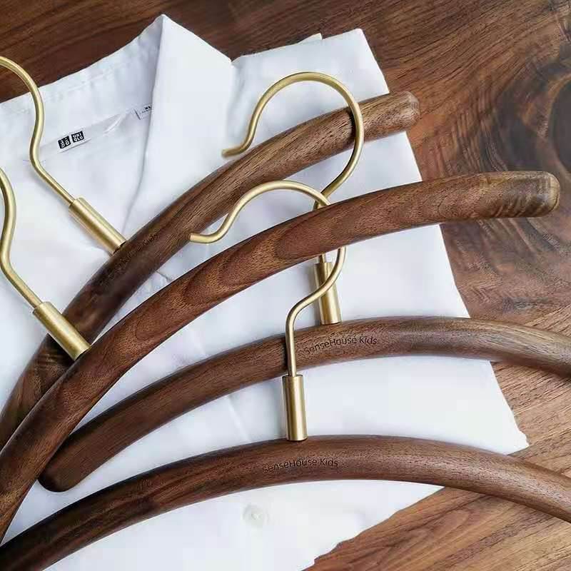 New Chinese Style Solid Wood Brass Hook Clothes Support Household Cloakroom Clothes Hanger Clothes Hanger - Mubimart