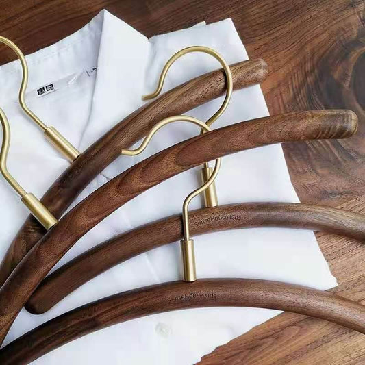 New Chinese Style Solid Wood Brass Hook Clothes Support Household Cloakroom Clothes Hanger Clothes Hanger - Mubimart
