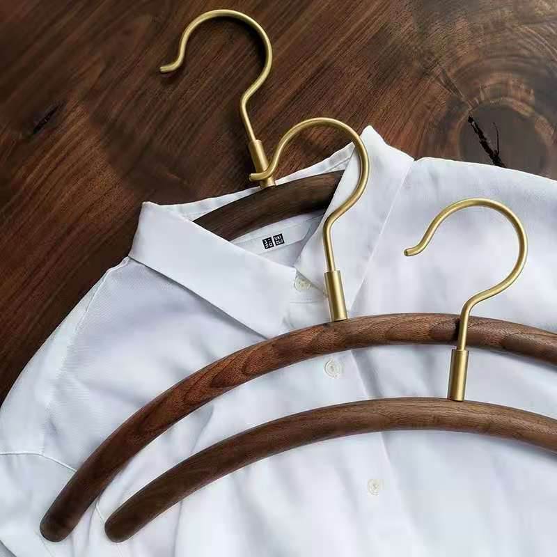 New Chinese Style Solid Wood Brass Hook Clothes Support Household Cloakroom Clothes Hanger Clothes Hanger - Mubimart