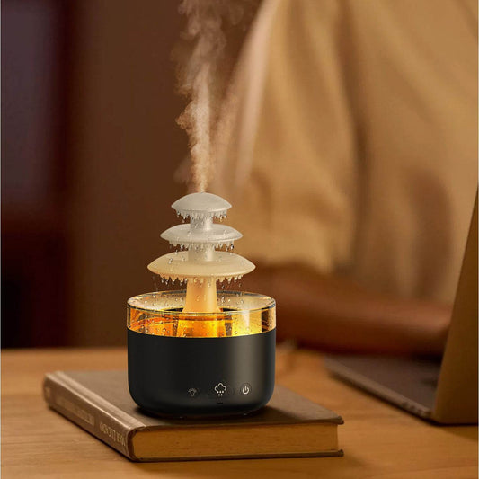 New Cloud Rain Air Humidifier Essential Oil Aromatherapy Diffuser USB Mute Mist Air Humidifier With Colorful Light - Mubimart