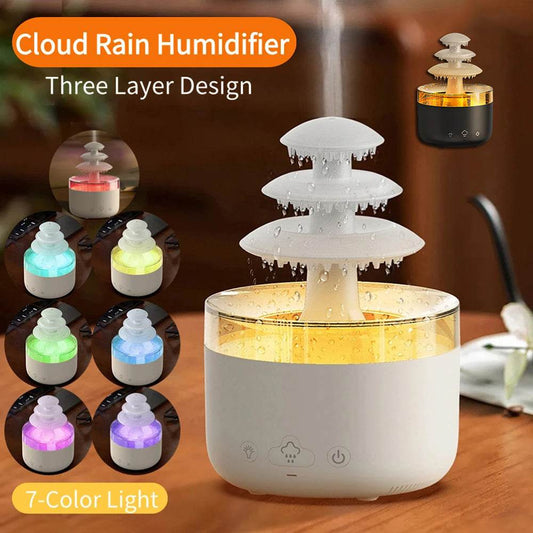 New Cloud Rain Air Humidifier Essential Oil Aromatherapy Diffuser USB Mute Mist Air Humidifier With Colorful Light - Mubimart
