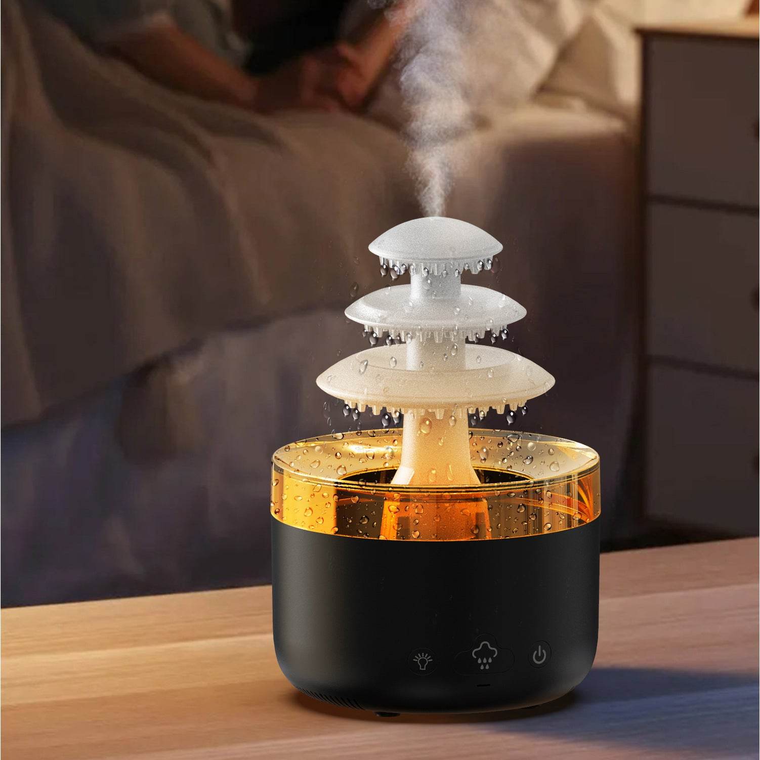 New Cloud Rain Air Humidifier Essential Oil Aromatherapy Diffuser USB Mute Mist Air Humidifier With Colorful Light - Mubimart