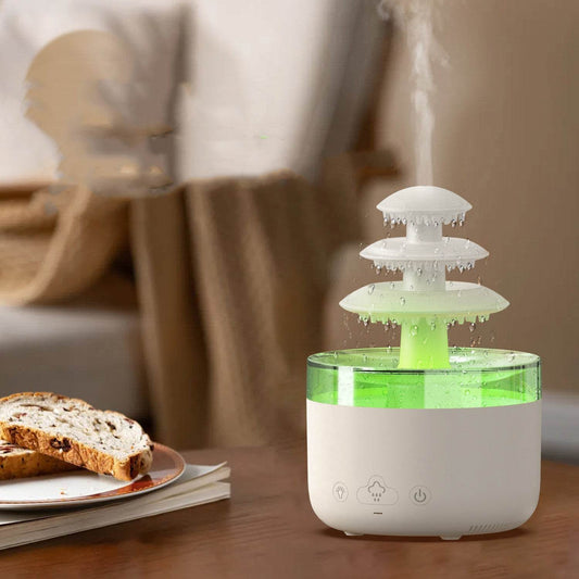 New Cloud Rain Air Humidifier Essential Oil Aromatherapy Diffuser USB Mute Mist Air Humidifier With Colorful Light - Mubimart