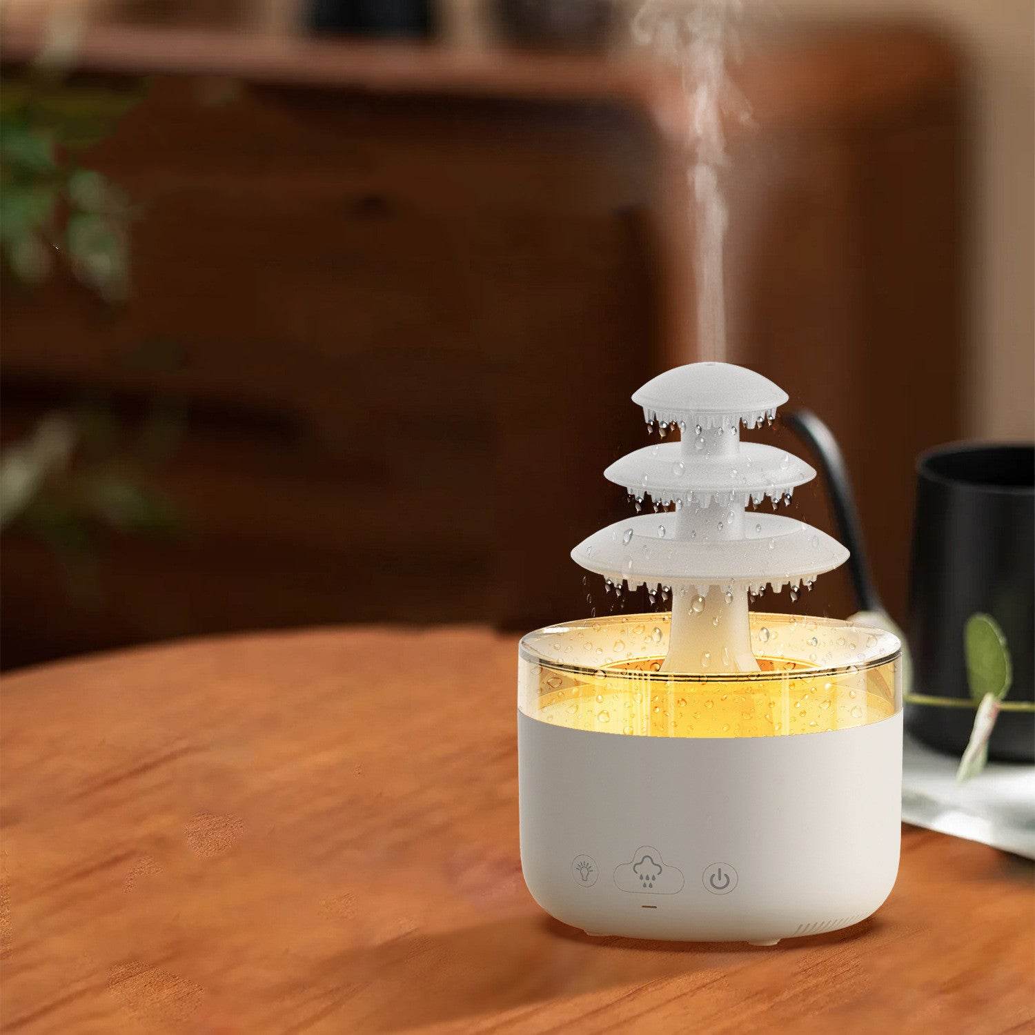 New Cloud Rain Air Humidifier Essential Oil Aromatherapy Diffuser USB Mute Mist Air Humidifier With Colorful Light - Mubimart